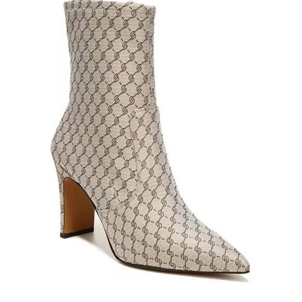 Franco Sarto L-Avana Fabric Mid Calf Booties Sz 10 Pointed Toe Blade Heel Boots